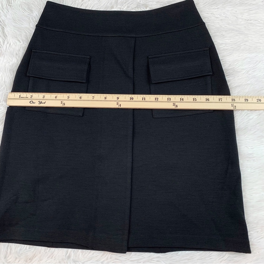 Diane Von Furstenberg black high rise‎ a-line wool skirt with square pockets - Picture 5 of 11